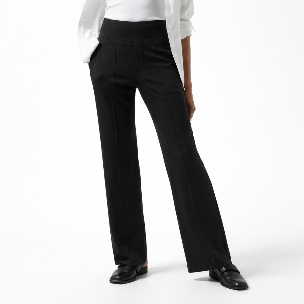 Athleta 26 Eastbound wide leg Pants 0908 Black Ponte Knit Pull On plus seam